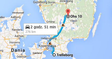 Najbliższy port: Trelleborg, 276km